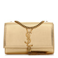 Metallic Calfskin Small Classic Monogram Kate Tassel Satchel Gold