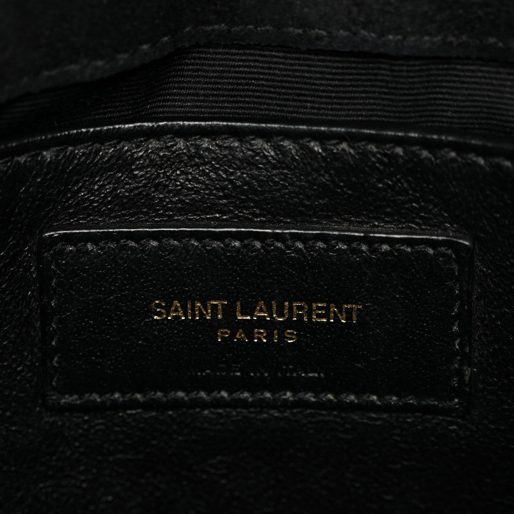 Patent Y Quilted Monogram Small Loulou Chain Satchel Black