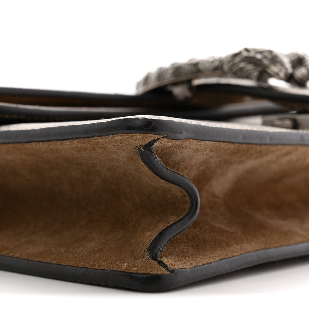 GG Supreme Monogram Suede Crystal Small Dionysus Shoulder Bag Beige Ebony Taupe