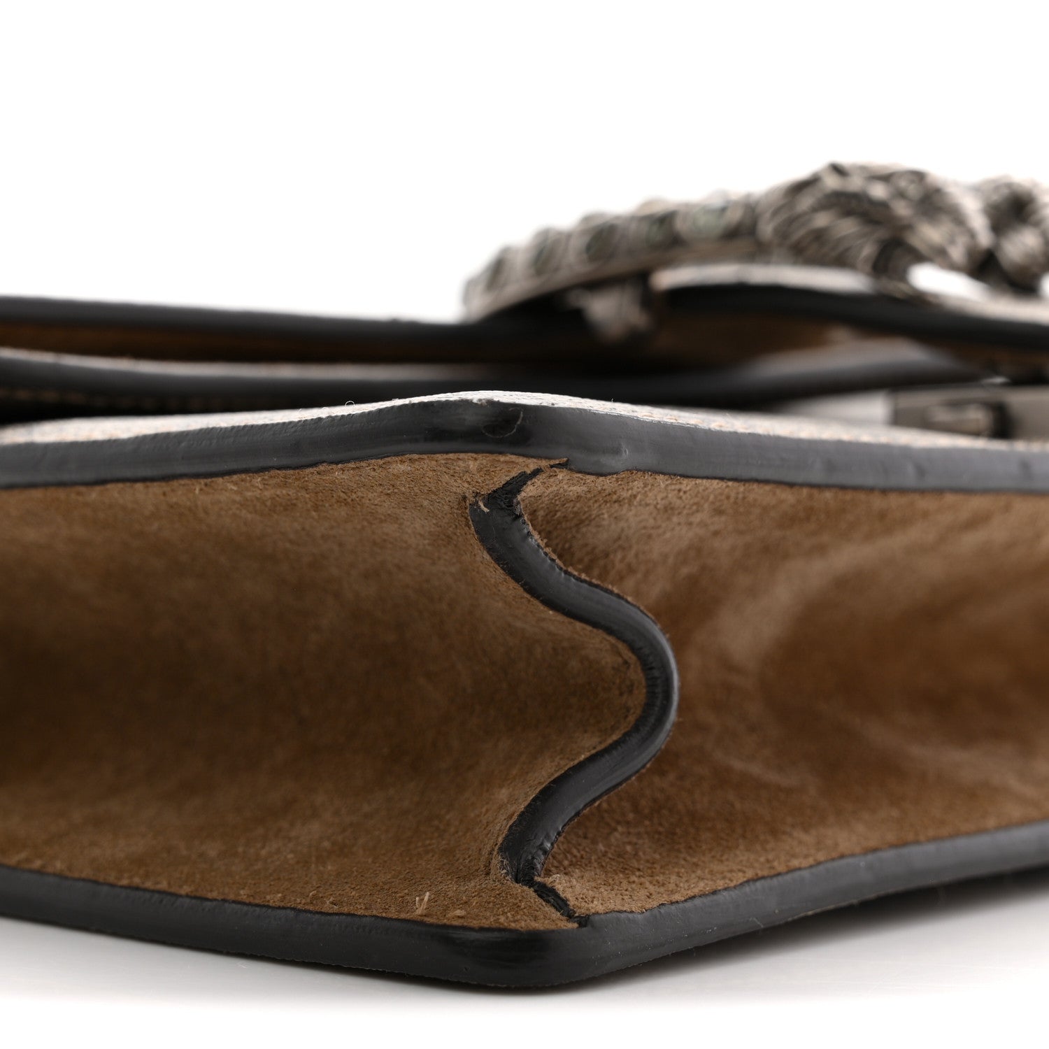 GG Supreme Monogram Suede Crystal Small Dionysus Shoulder Bag Beige Ebony Taupe