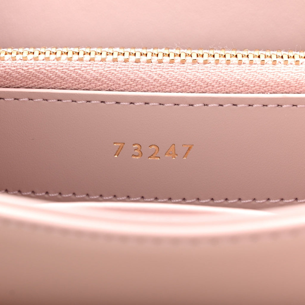 Satinated Calfskin Mini 16 Top Handle Bag Bleached Pink