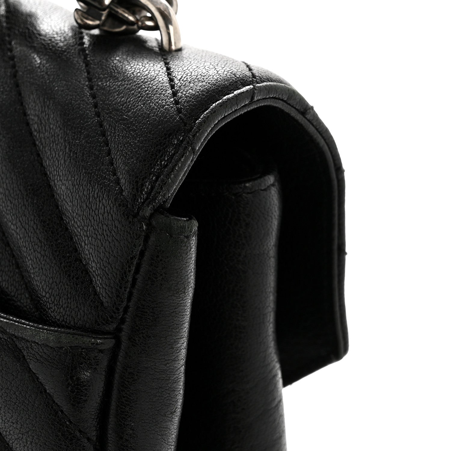 Sheepskin Matelasse Chevron Monogram Large College Satchel Black