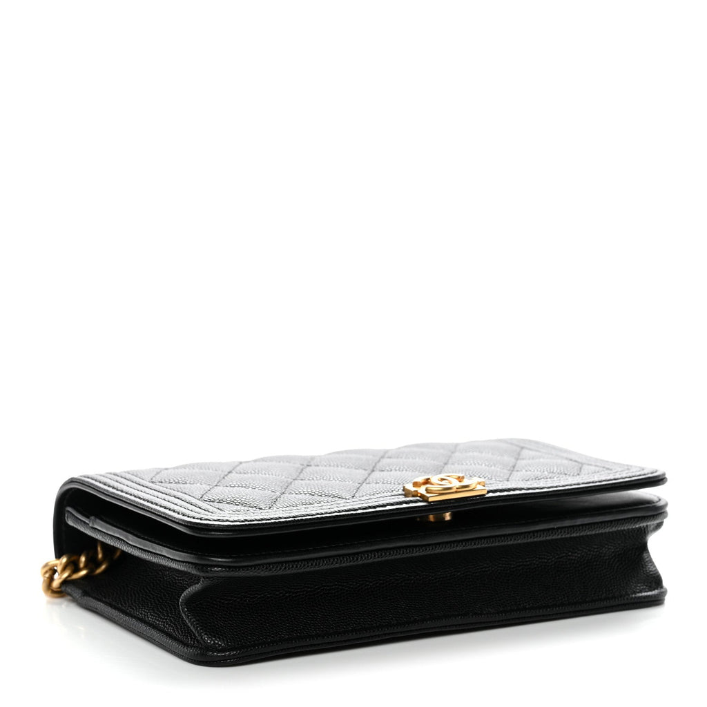 Caviar Quilted Boy Wallet On Chain WOC Black