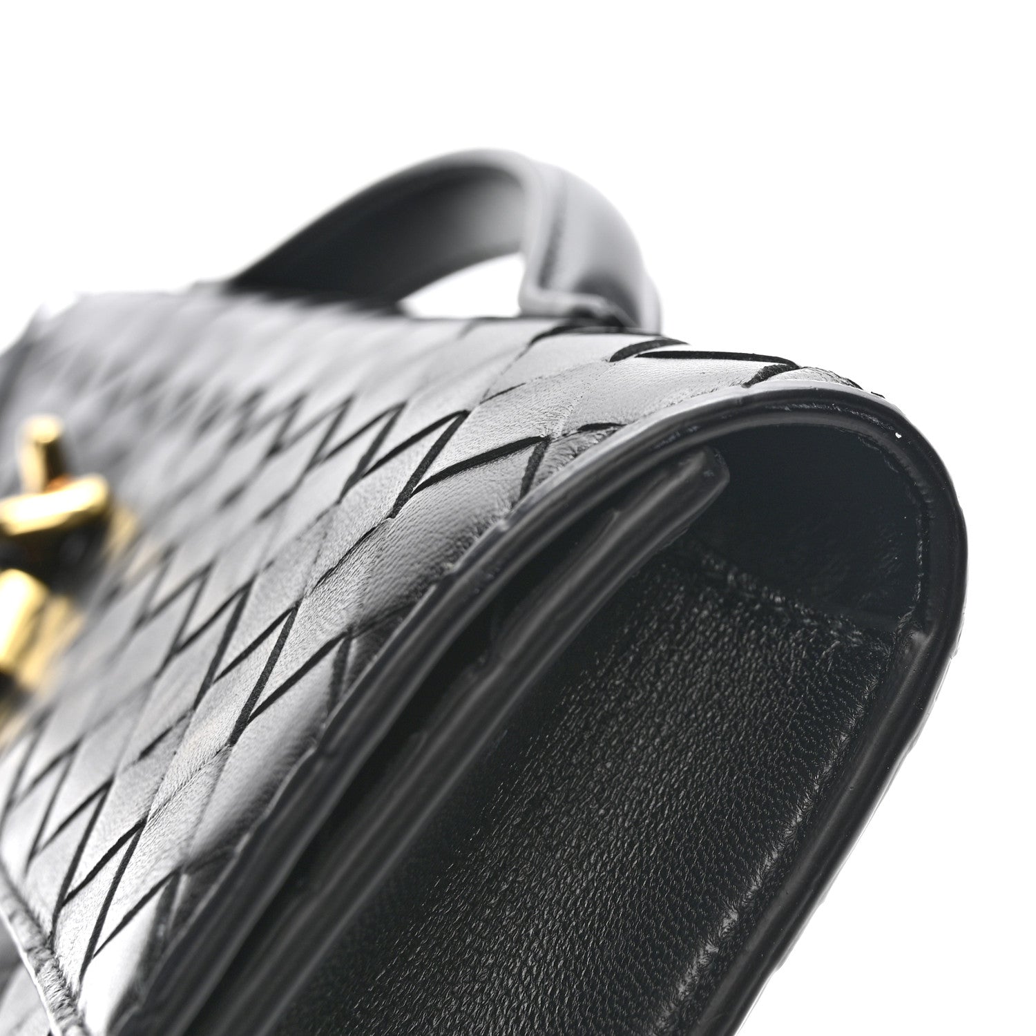 Nappa Intrecciato Long Andiamo Top Handle Clutch Black