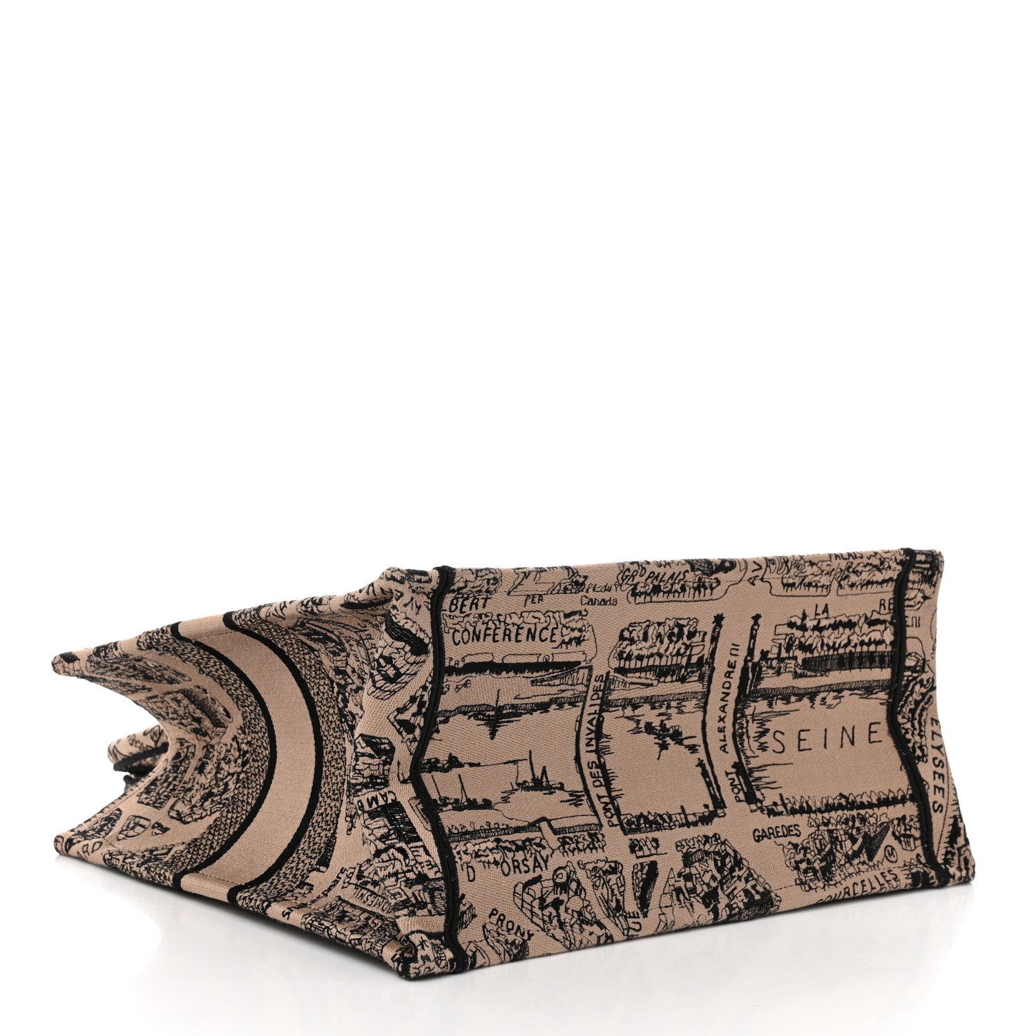 Canvas Embroidered Medium Plan De Paris Book Tote Beige Multi