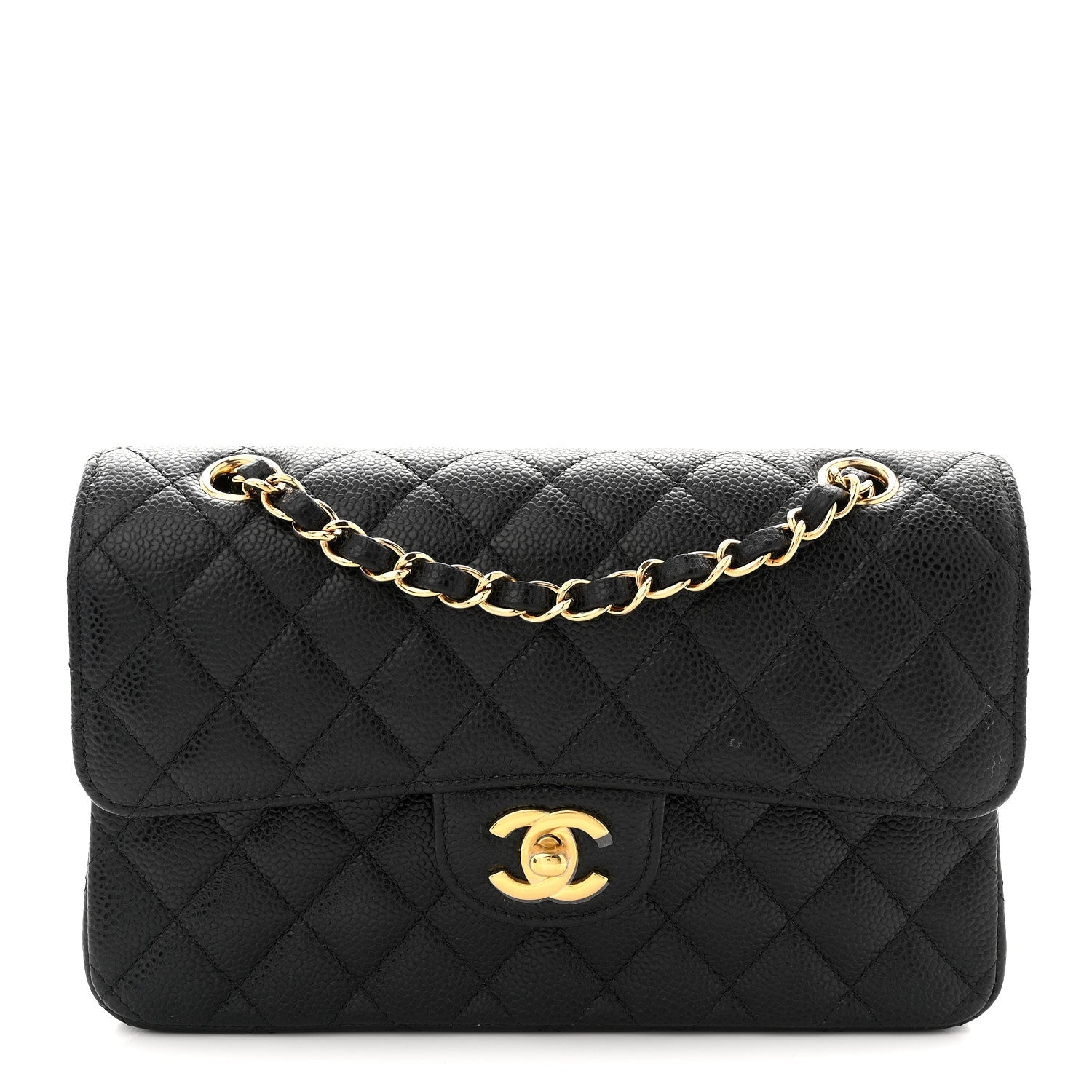 Caviar Quilted Small Double Flap Black