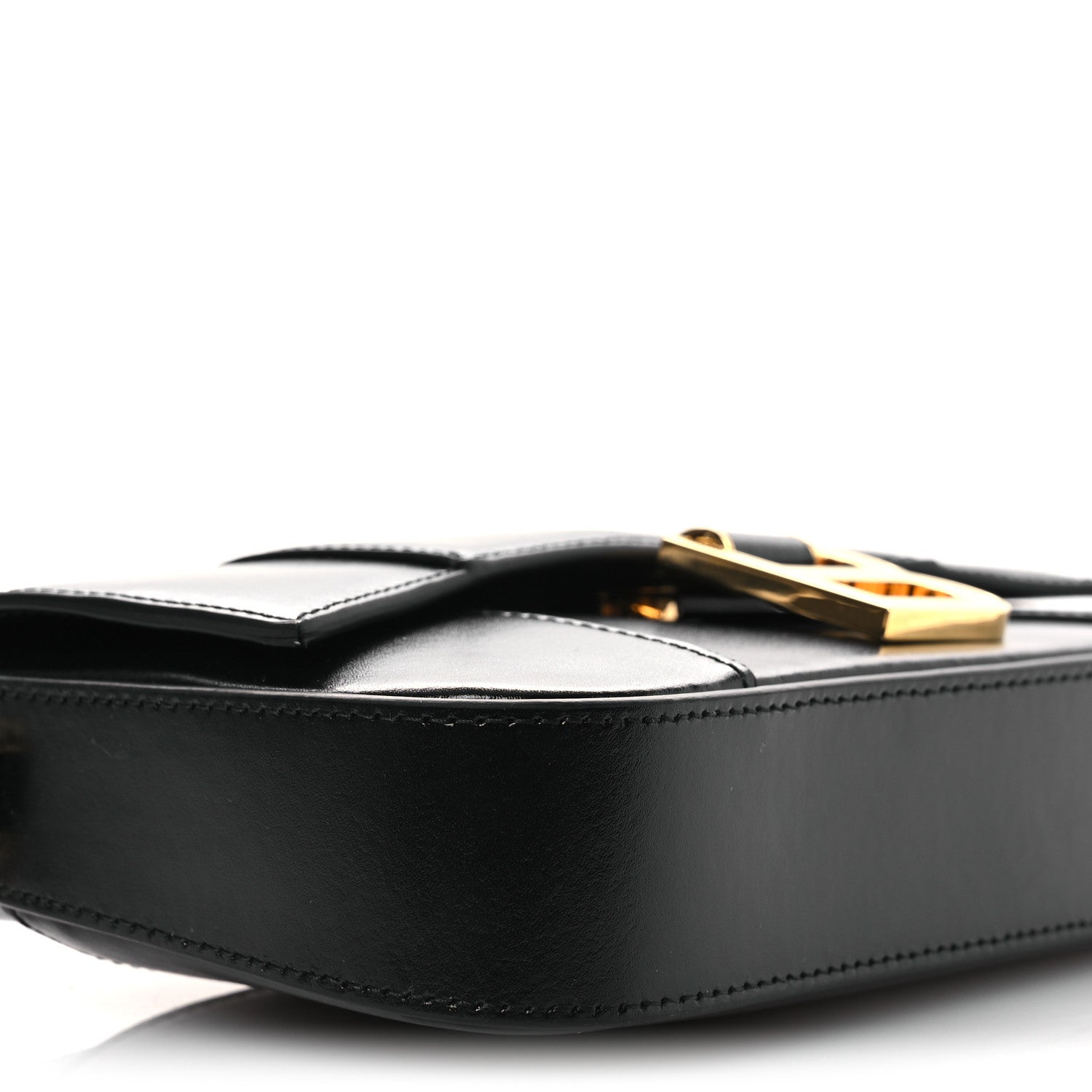 Natural Smooth Calfskin Small Hourglass Sling Bag Black