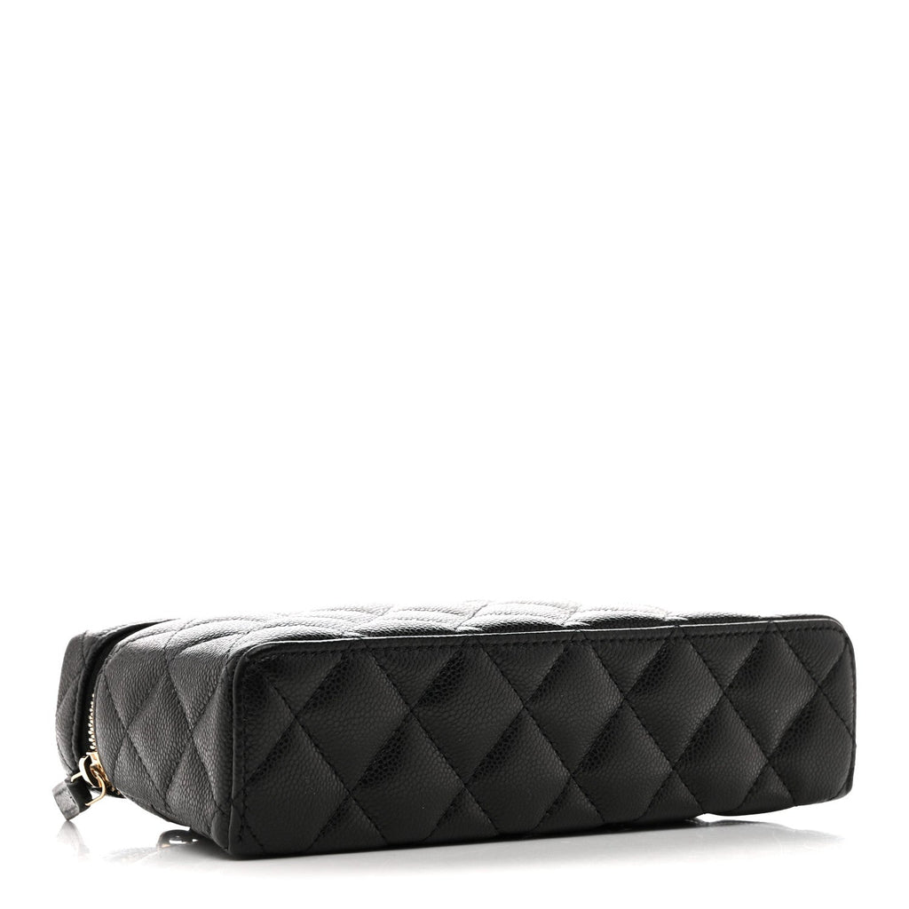Caviar Quilted Top Handle Slim Vanity With Chain Black