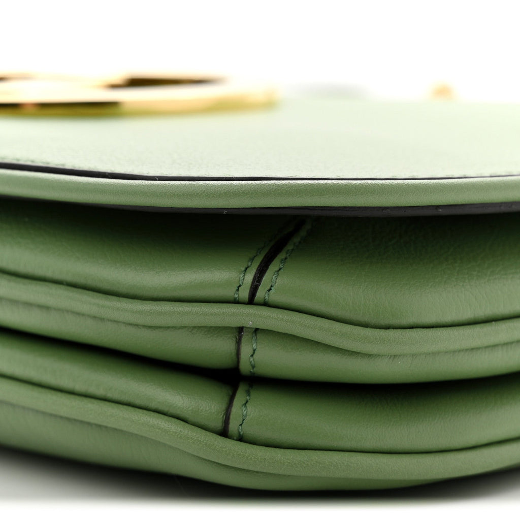 Roxy Calfskin Web Medium Blondie Top Handle Shoulder Flap Bag Salamander Green