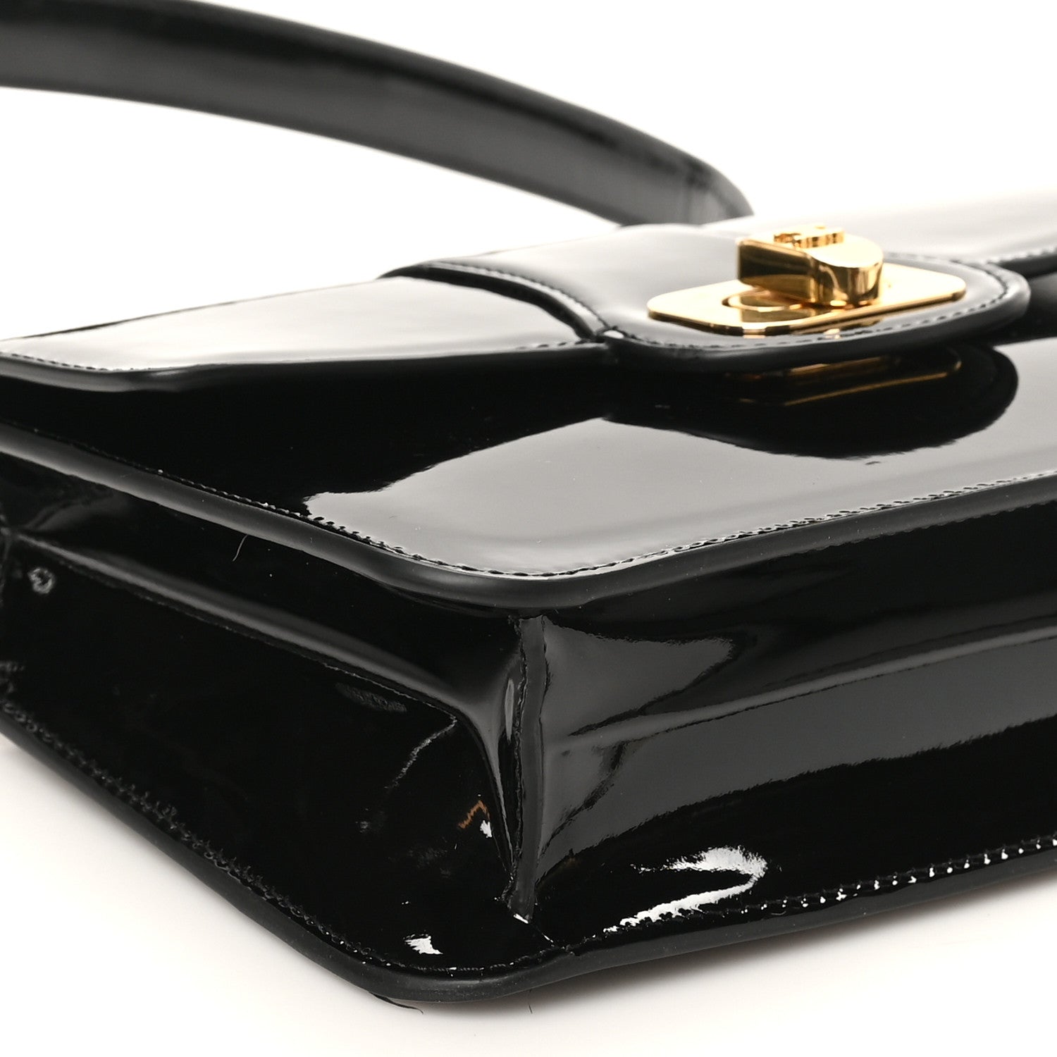 Patent Calfskin Teen Josephine Top Handle Bag Black