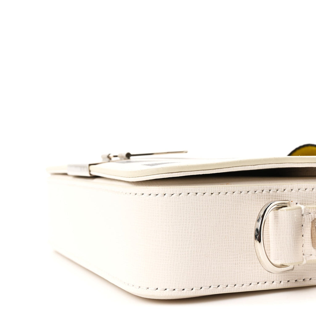 Saffiano Striped Mini Diag Binder Clip Bag White Black Yellow
