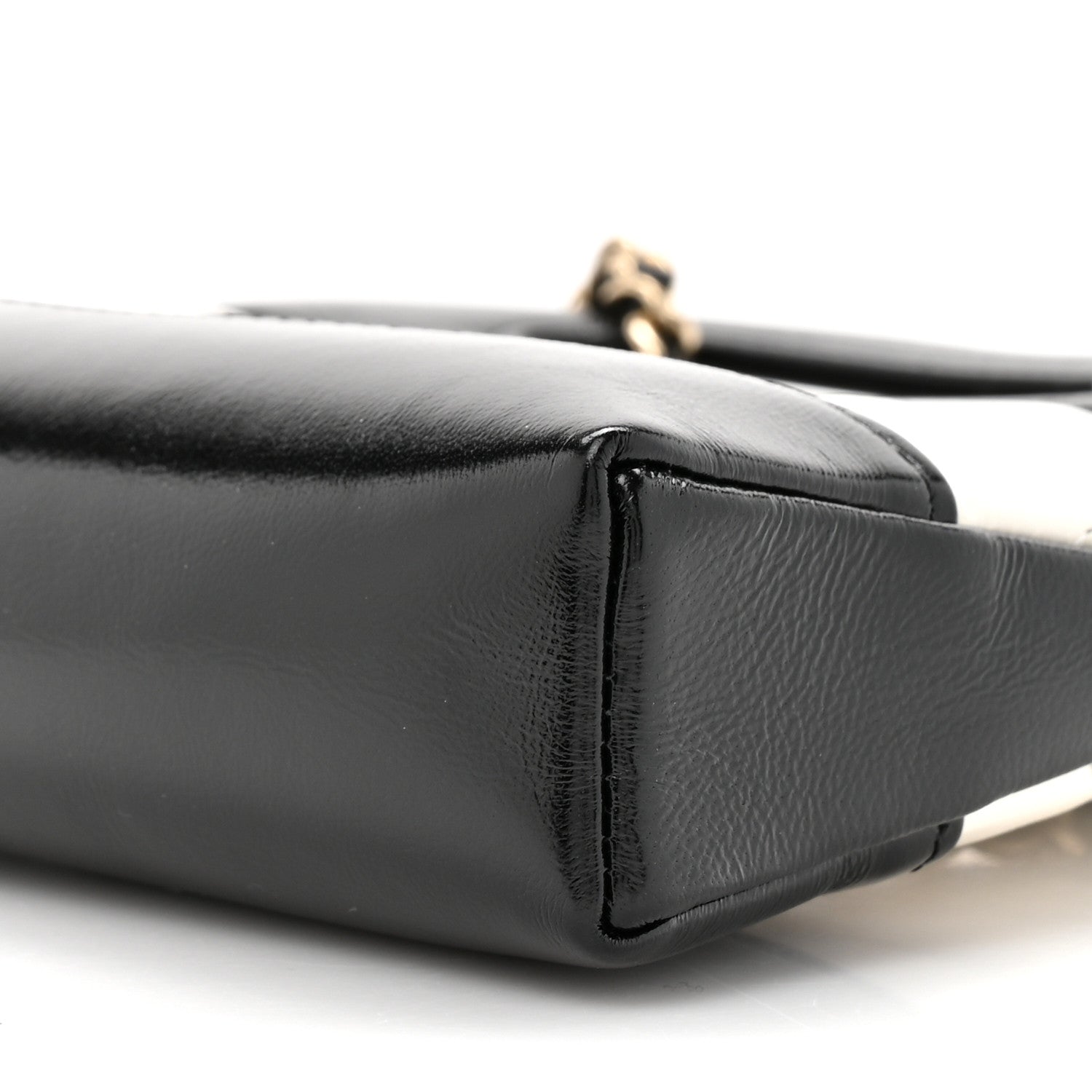 Shiny Crumpled Calfskin Quilted Nano 31 Shopping Bag White Black