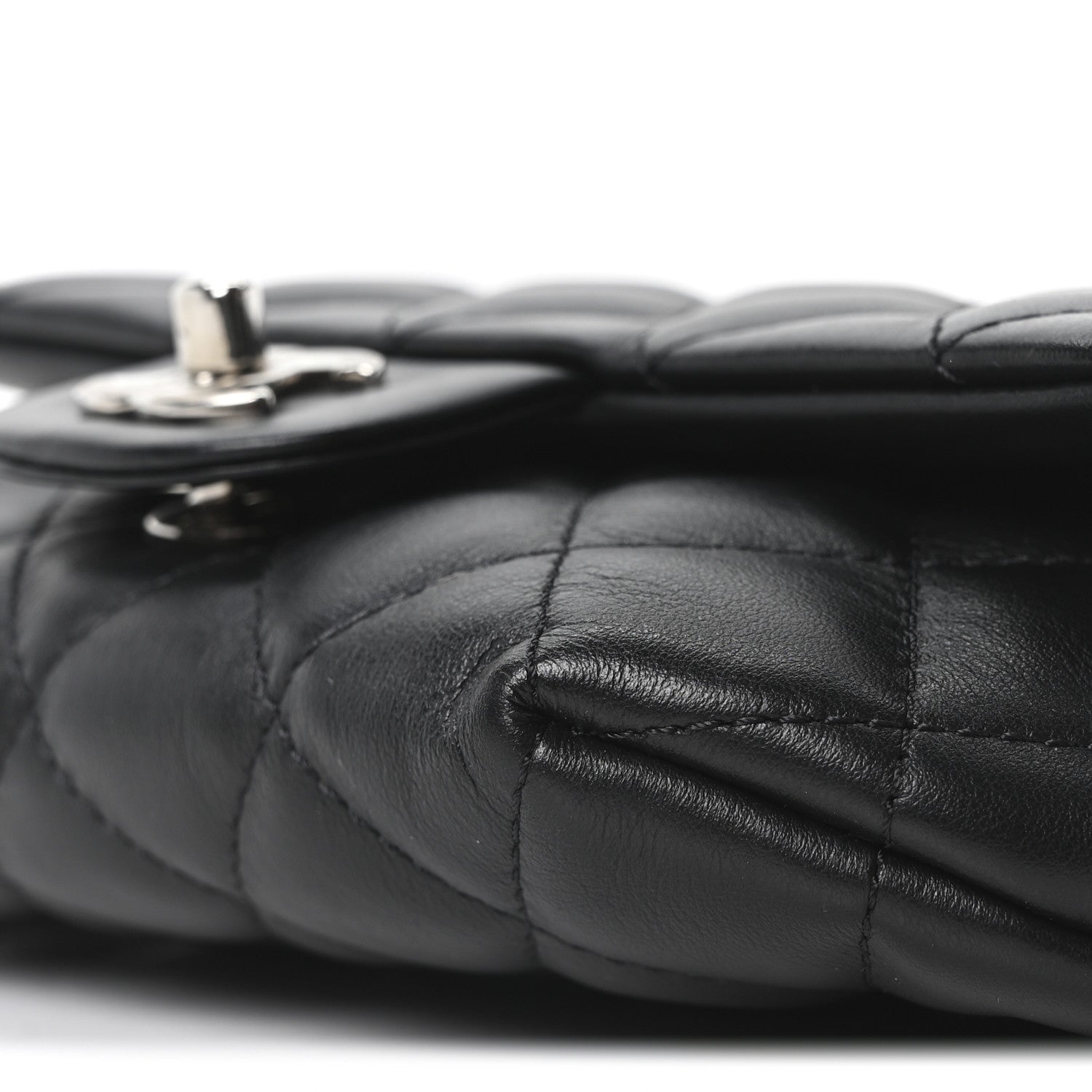 Calfskin Quilted CC Uniform Flap Belt Bag Black
