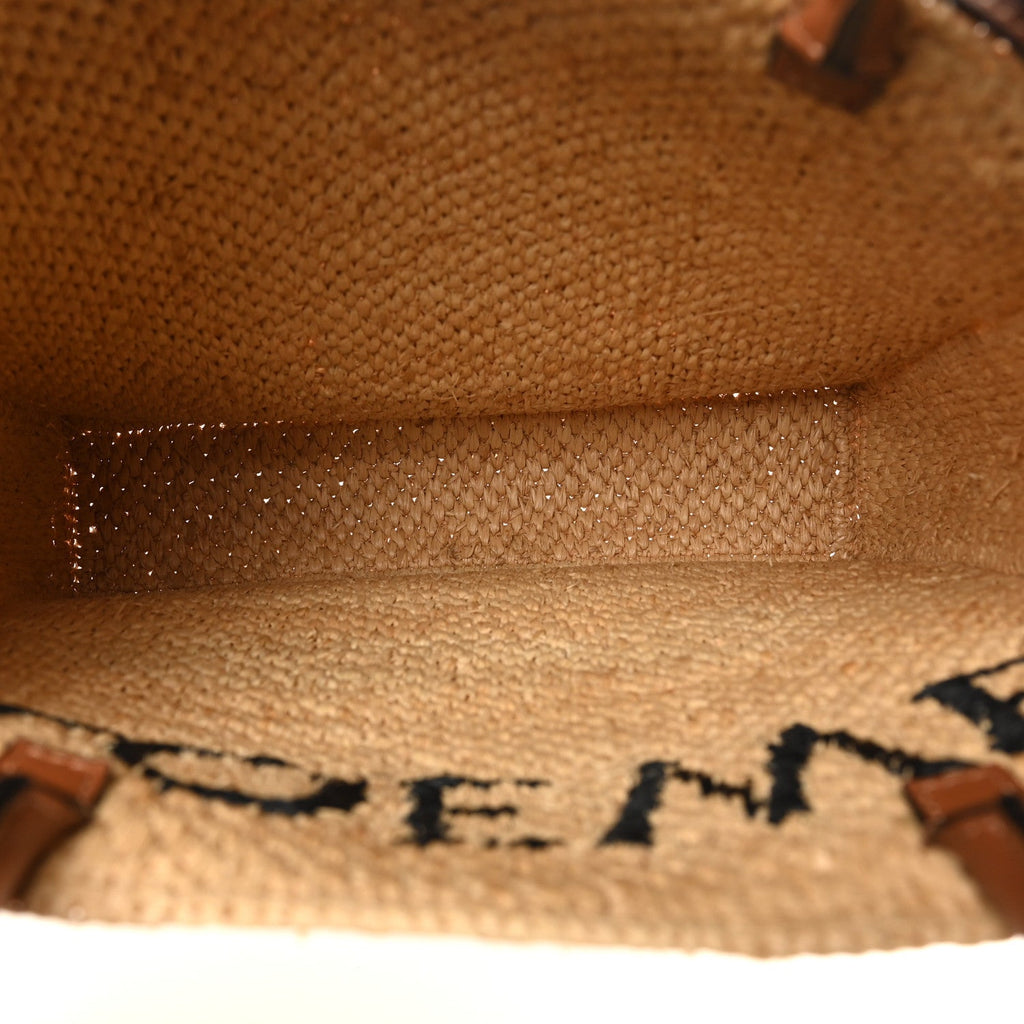 Raffia Calfskin Standard A4 Tote Bag Natural Black
