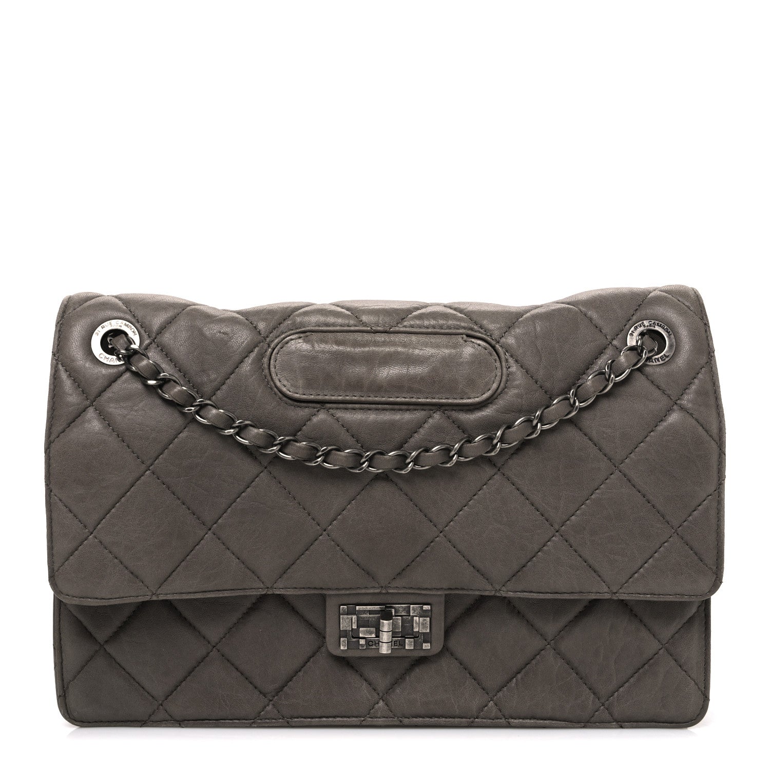 Washed Lambskin Jumbo Take Away Flap Grey