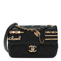 Lambskin Quilted Small Coco Clips Single Flap Black