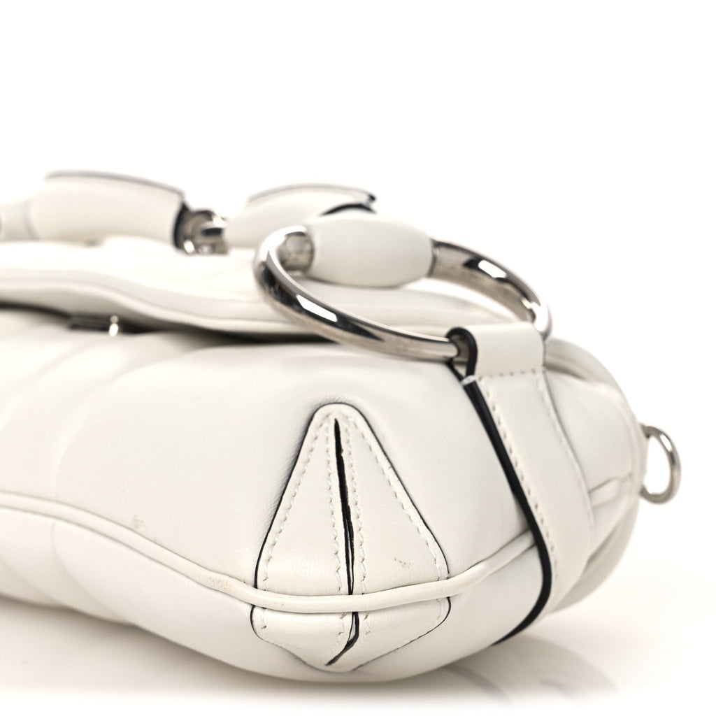 Nappa Vertical Matelasse Small Maxi Horsebit Chain Shoulder Bag Great White