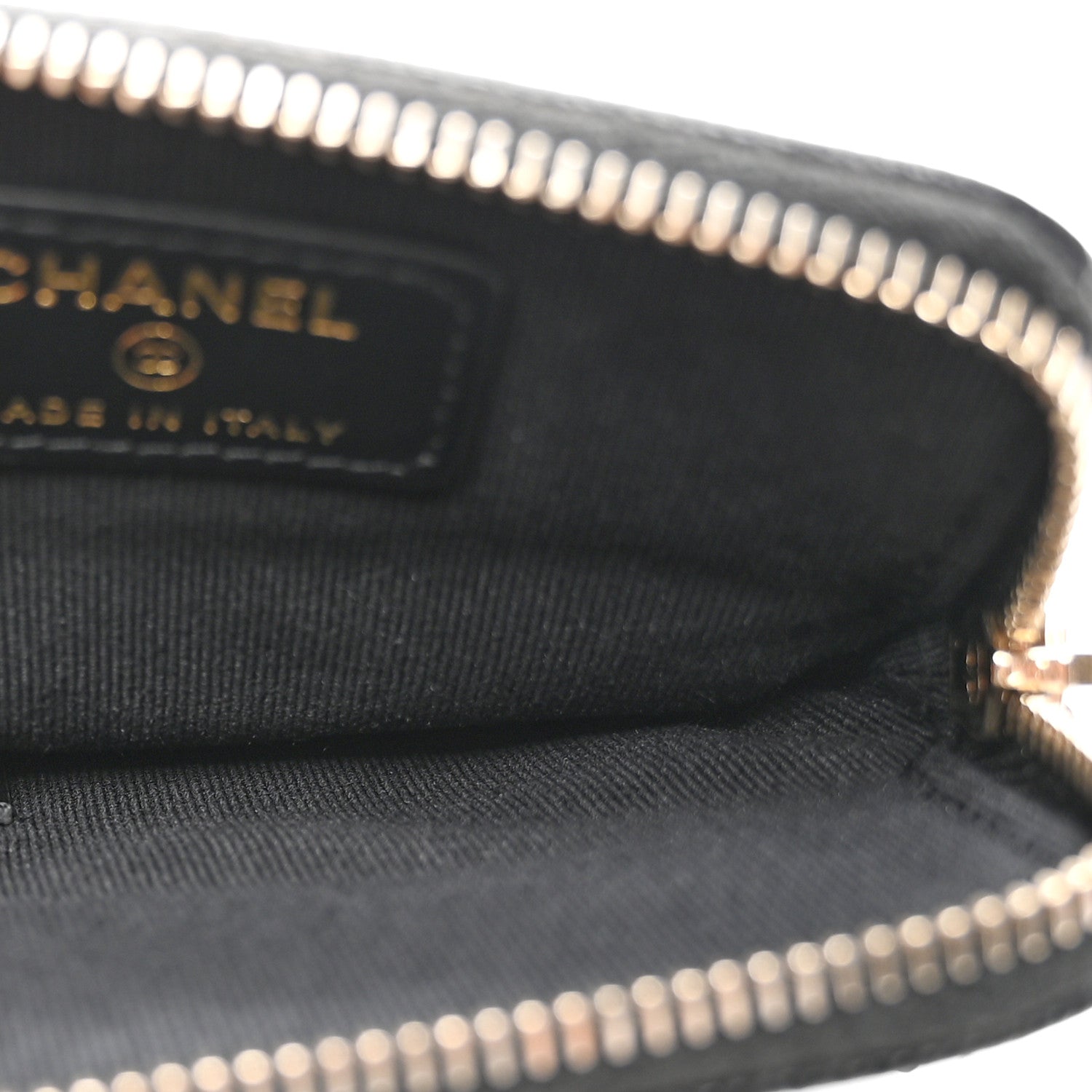 Caviar Quilted Crystal Zip  Holder Wallet Black