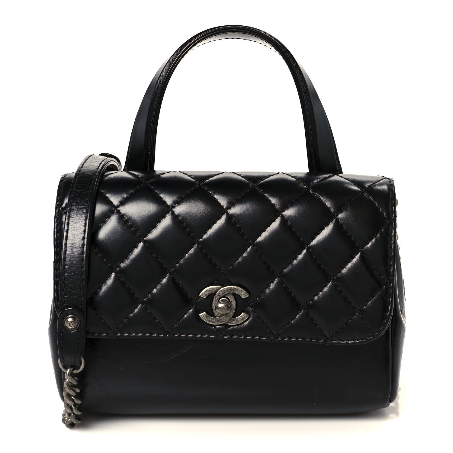 Glazed Calfskin Pilot Essentials Flap Black