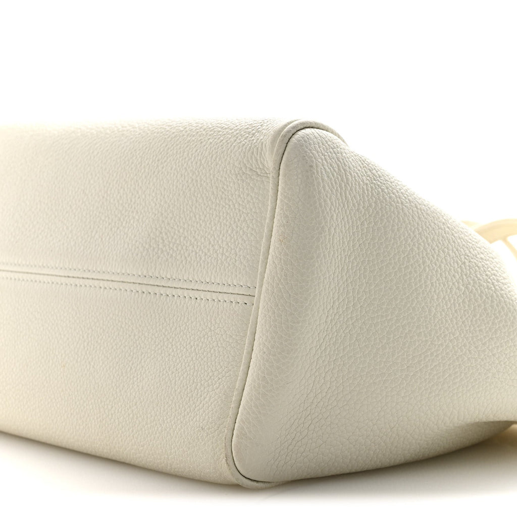 Calfskin Cuir Small Triomphe Cabas Drawstring White