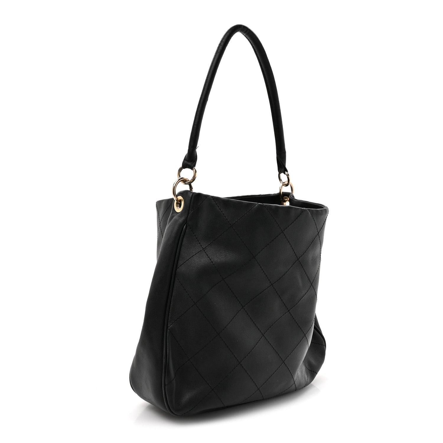 Calfskin Stitched Hobo Black