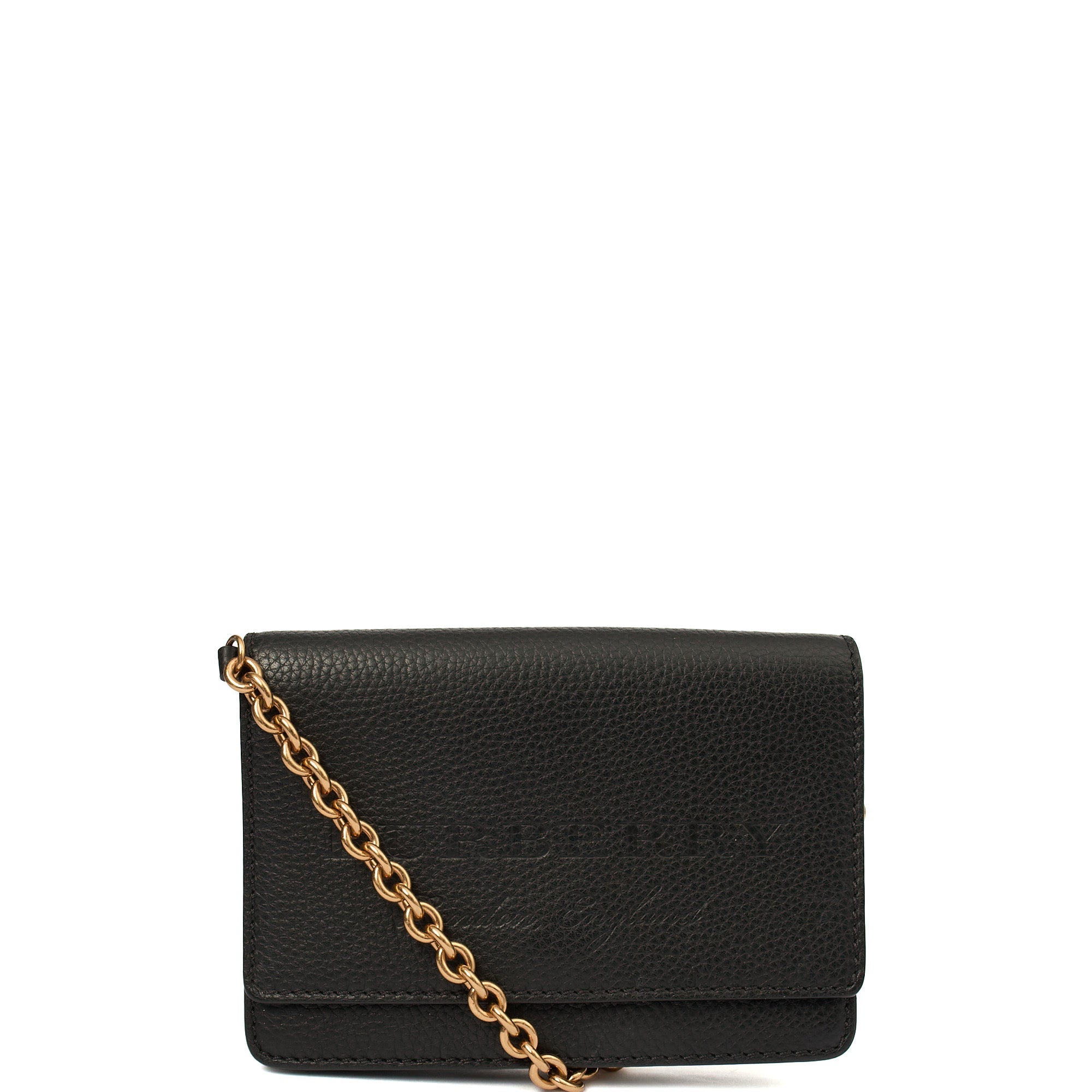 Burberry Cross Body Wallet On Chain in Black, Leather