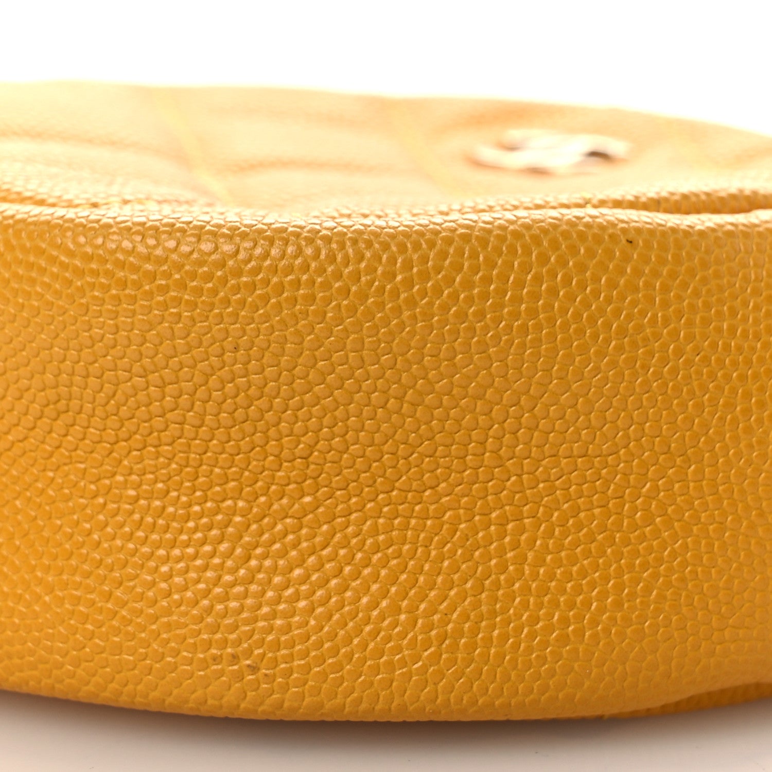Caviar Quilted Round Clutch With Chain Yellow