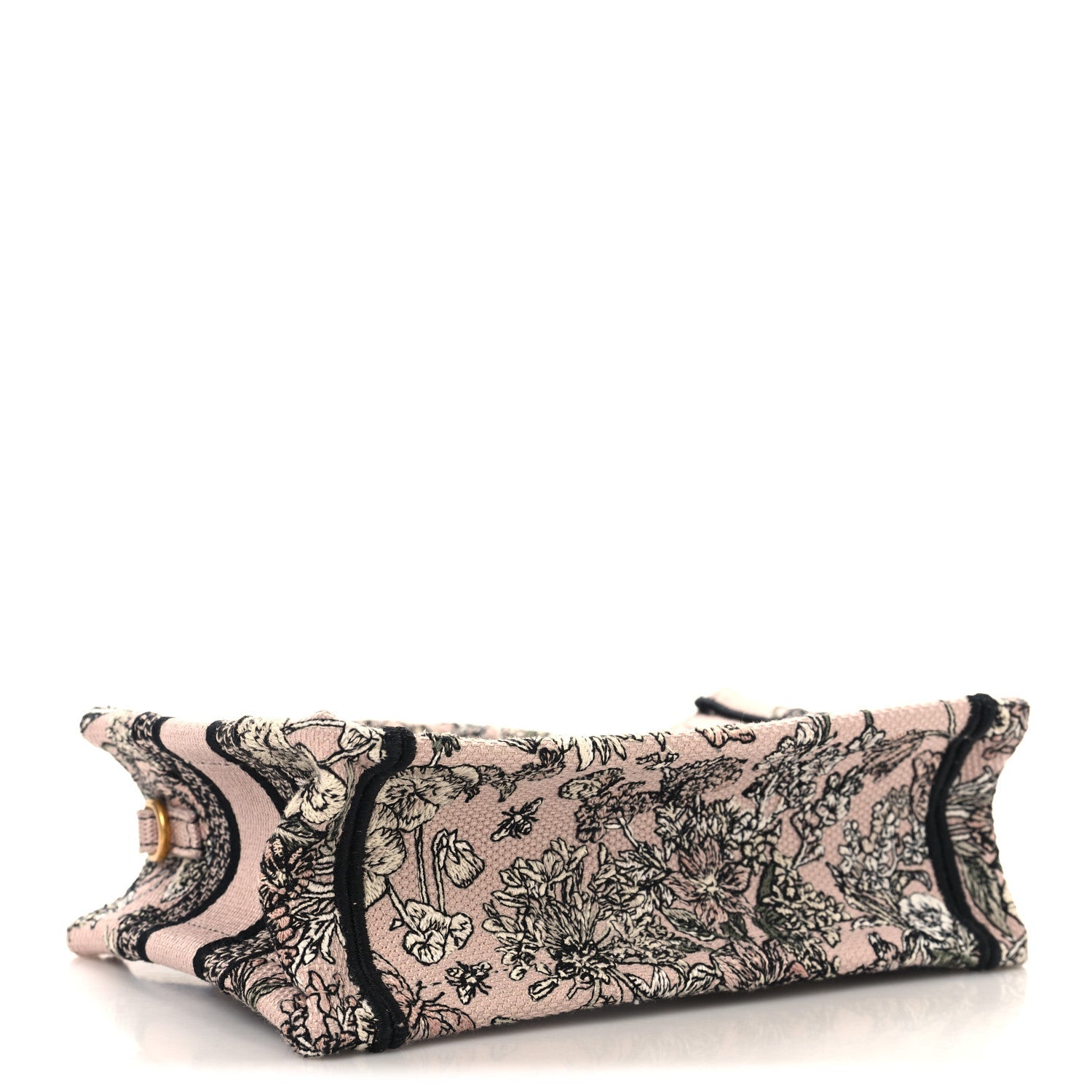 Canvas Embroidered Mini Book Tote With Strap Pink Multicolor