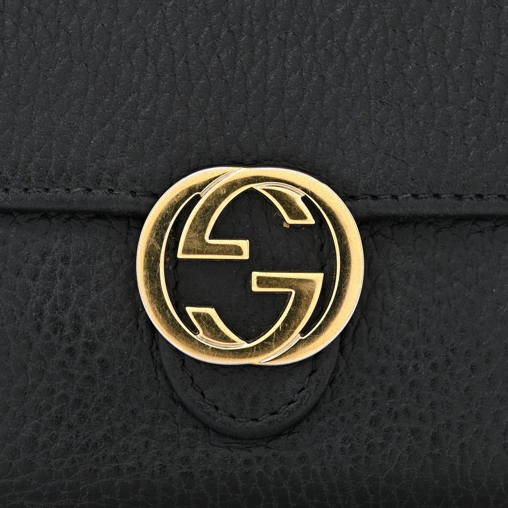 Dollar Calfskin Interlocking G French Wallet Black