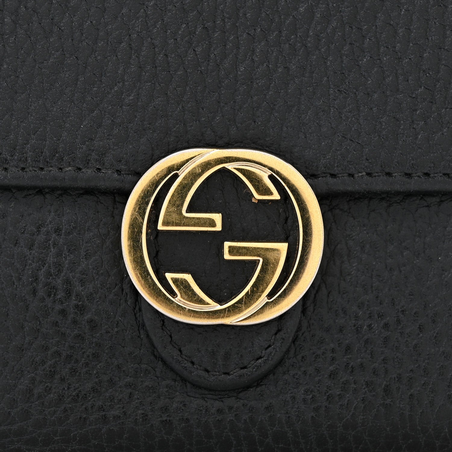 Dollar Calfskin Interlocking G French Wallet Black