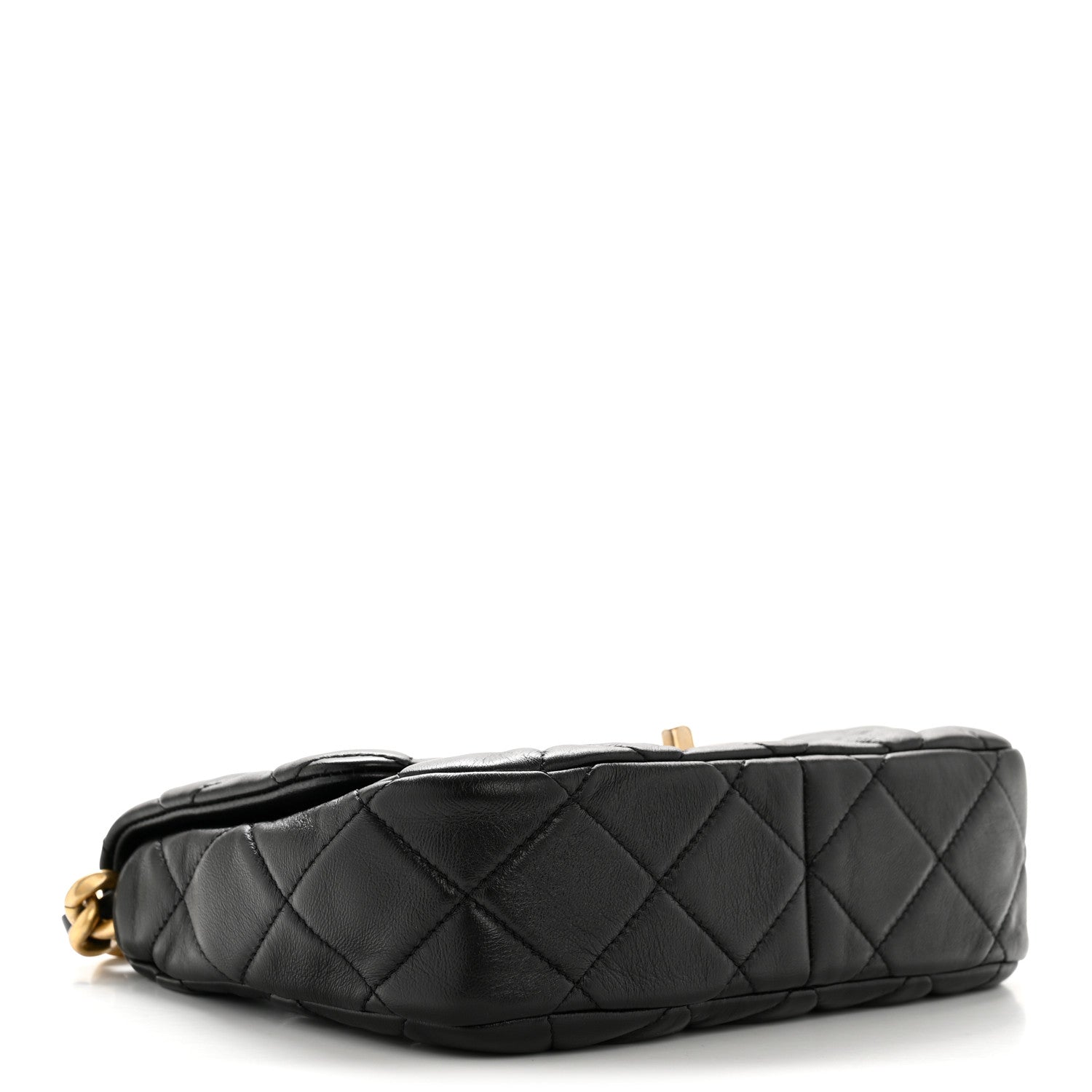 Lambskin Quilted Small Lacquered Chain Flap Black