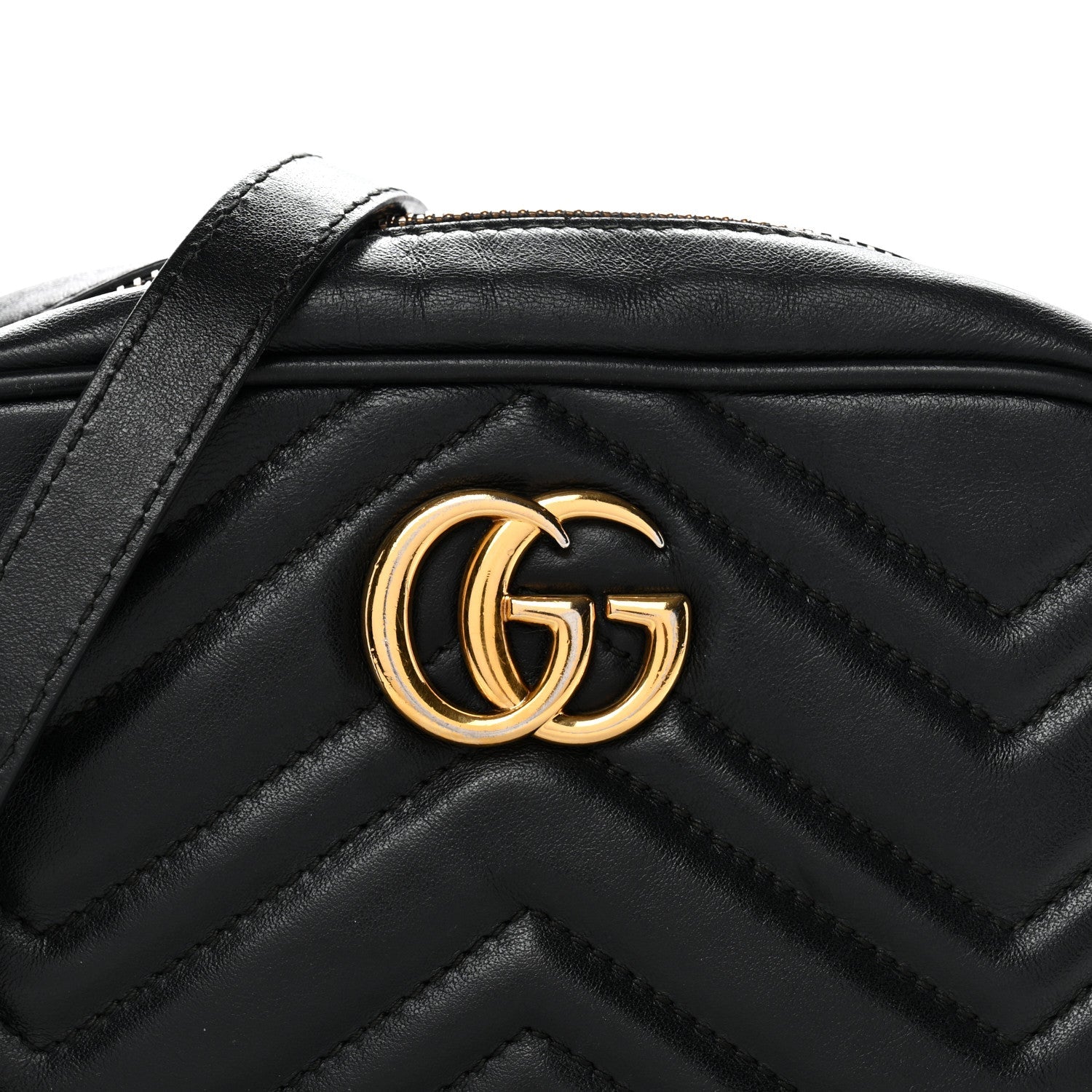 Calfskin Matelasse Mini GG Marmont Chain Shoulder Bag Black