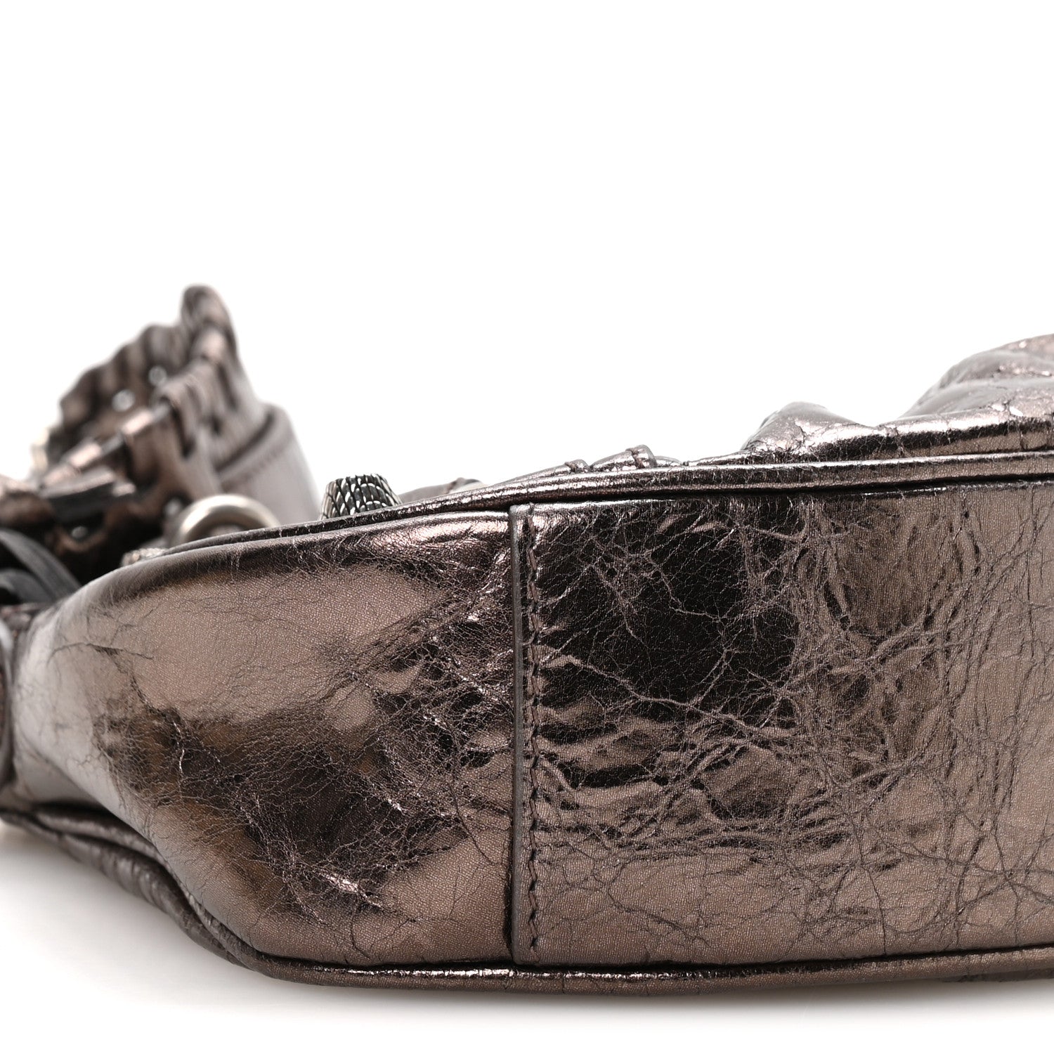 Metallic Agneau Arena Le Cagole Shoulder Bag XS Dark Bronze