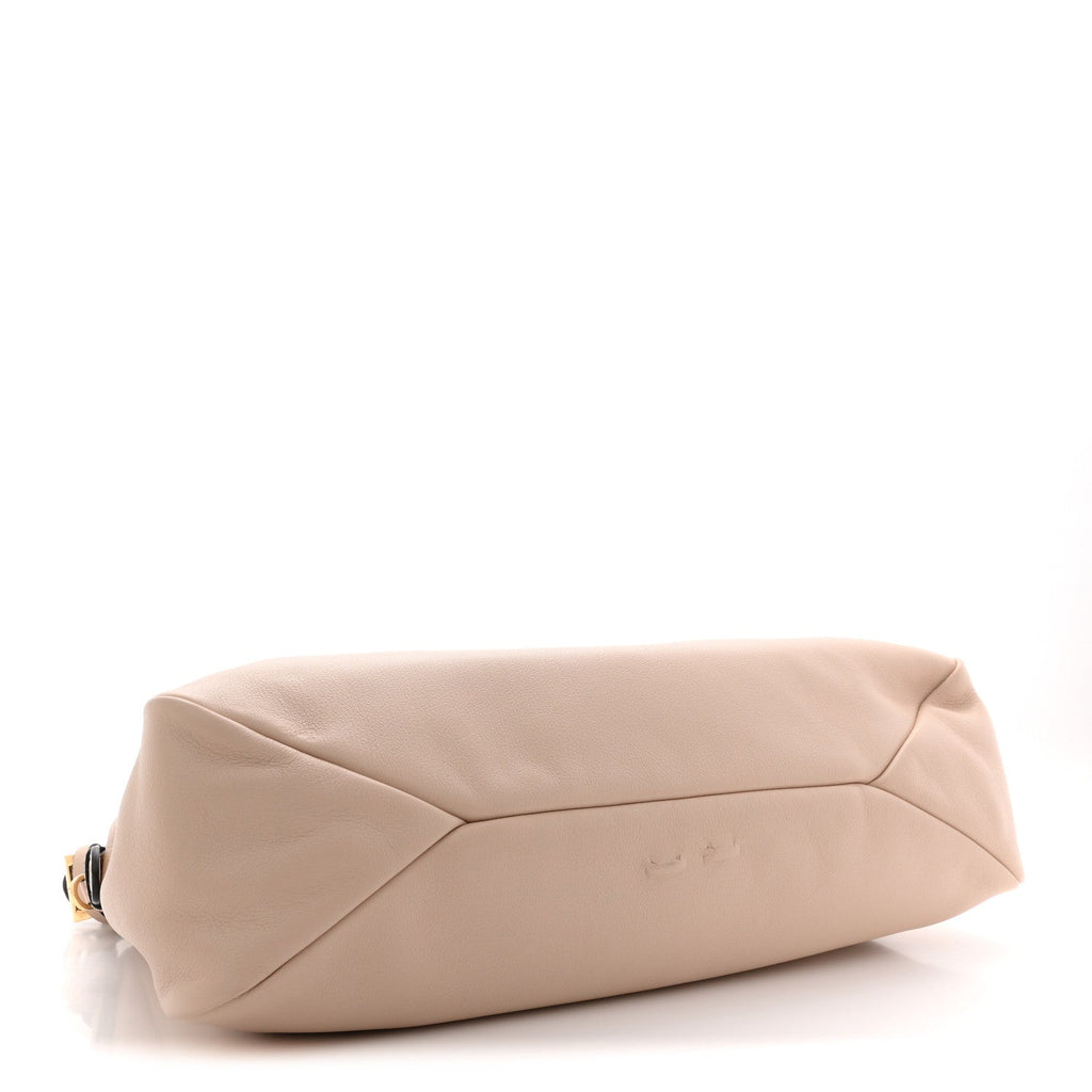Soft Calfskin Large Aimée Shoulder Bag Travertine