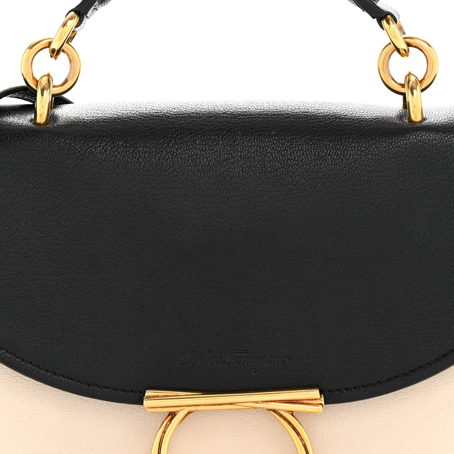 Calfskin Small Margot Top Handle Satchel Bone Black
