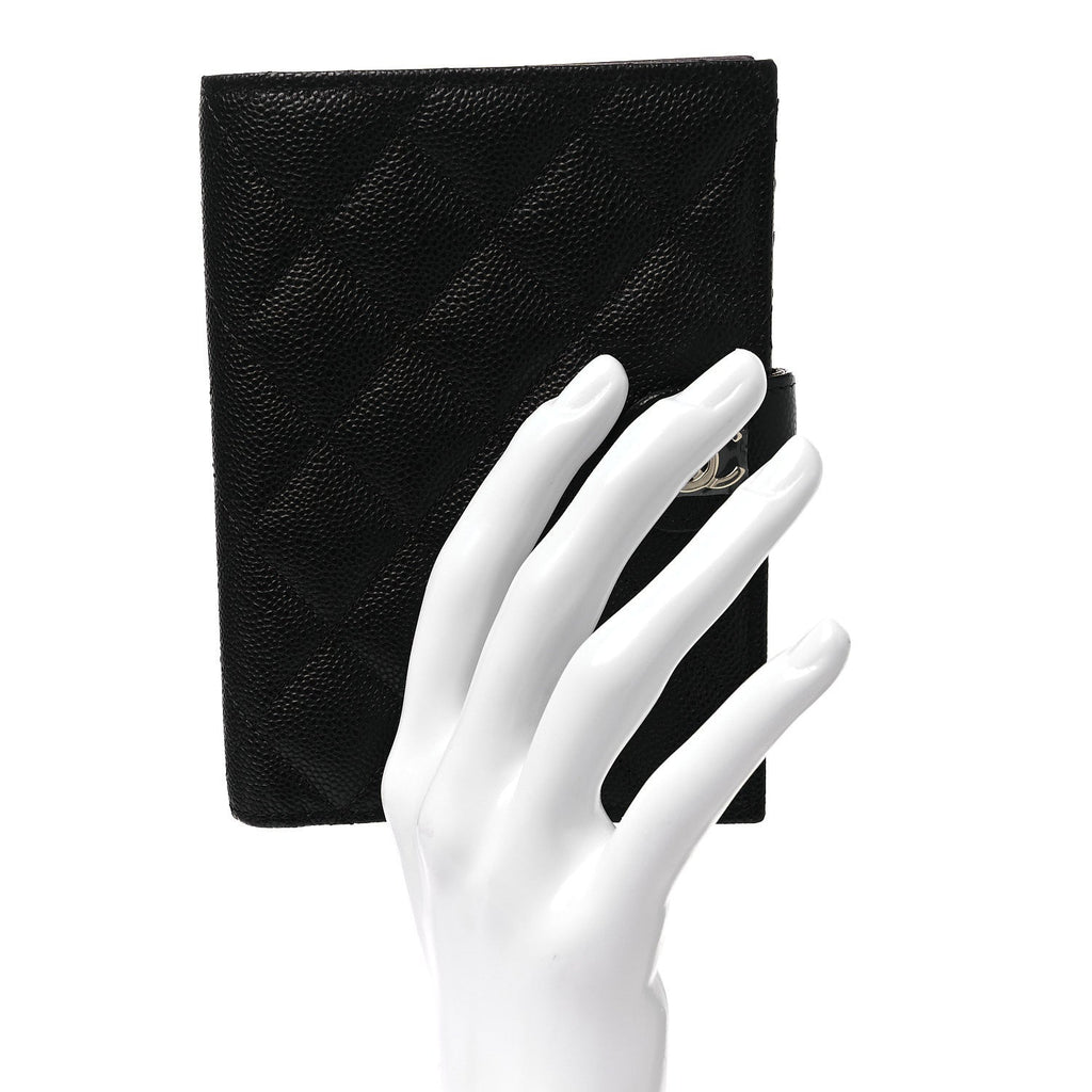 Caviar Quilted Passport Holder Black