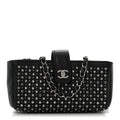 Calfskin Strass Studded Mini Phone Holder Clutch Black