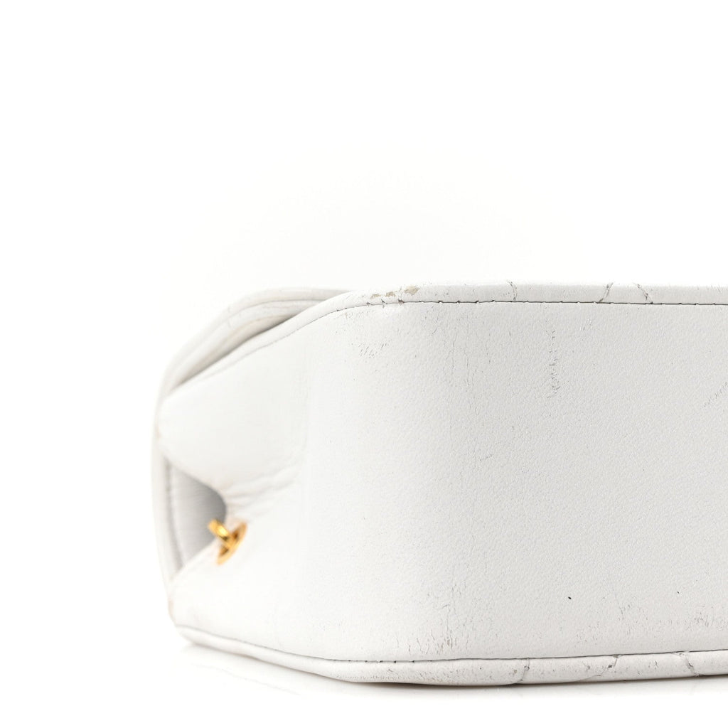 Lambskin Quilted Mini Flap Bag White