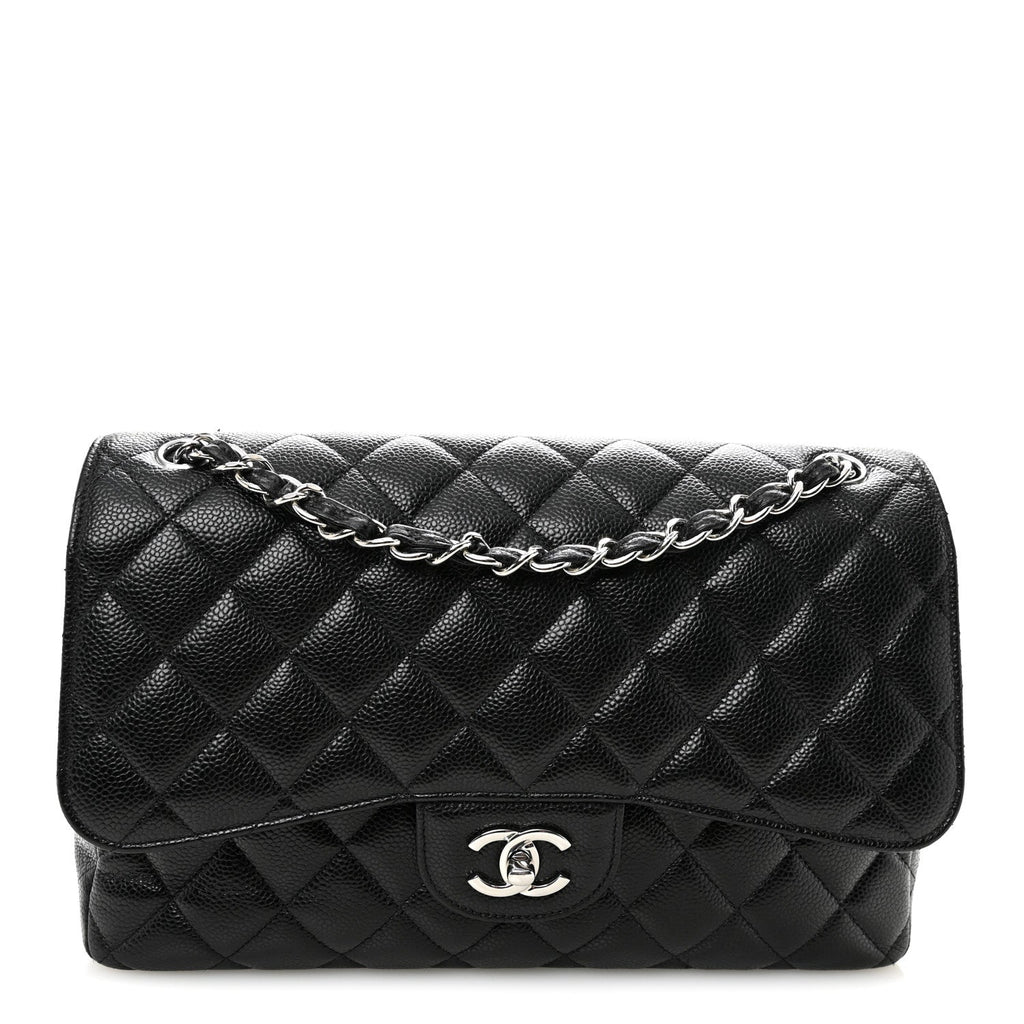 Caviar Quilted Jumbo Double Flap Black