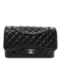 Caviar Quilted Jumbo Double Flap Black