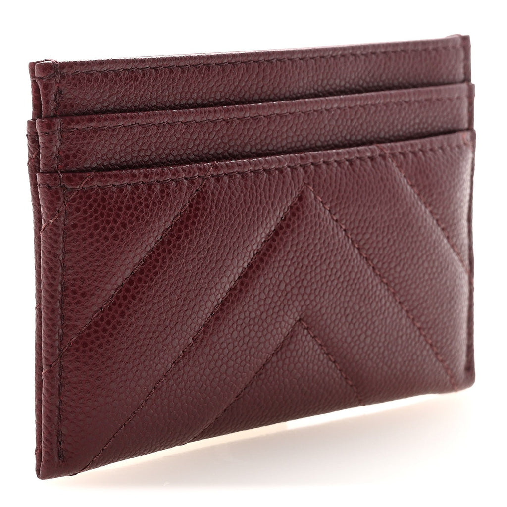 Caviar Chevron Quilted  Holder Dark Burgundy
