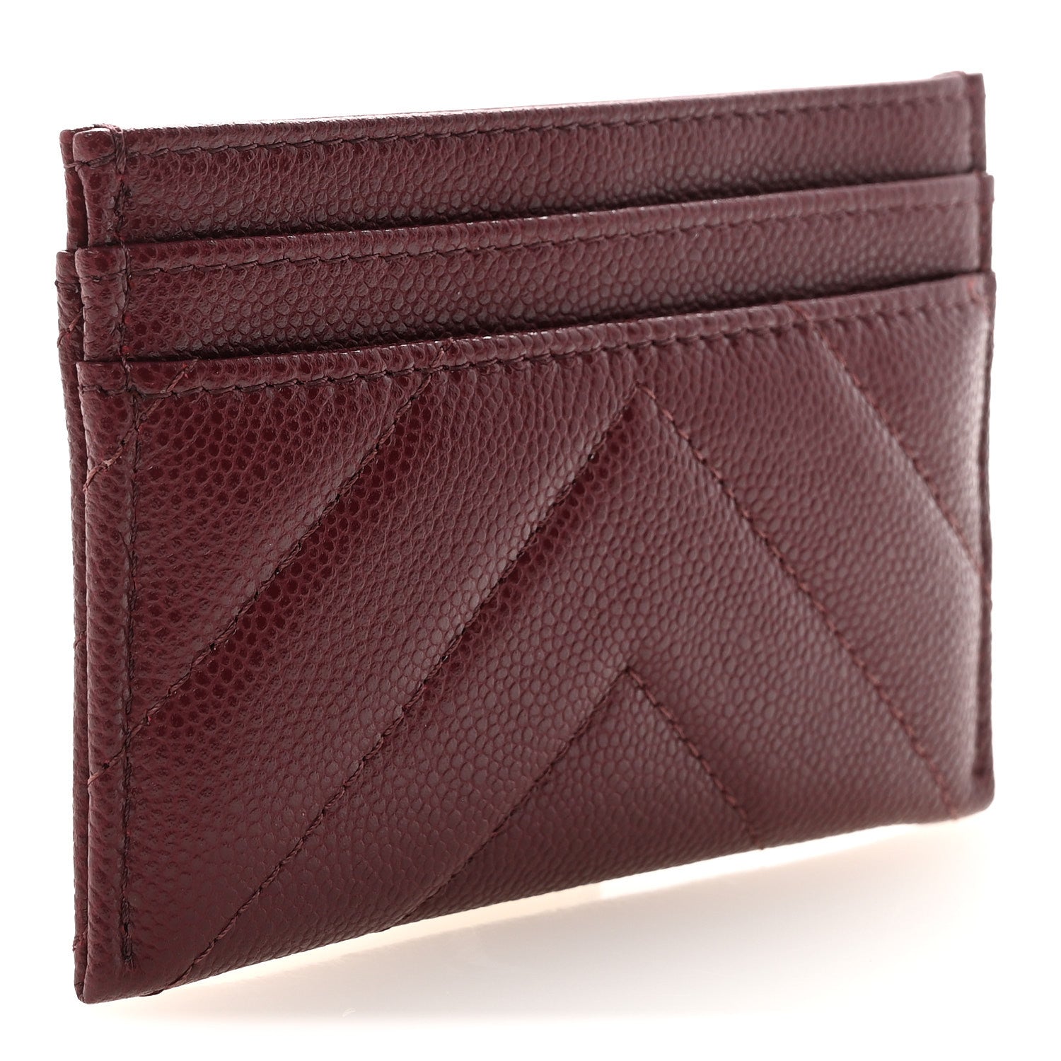 Caviar Chevron Quilted  Holder Dark Burgundy