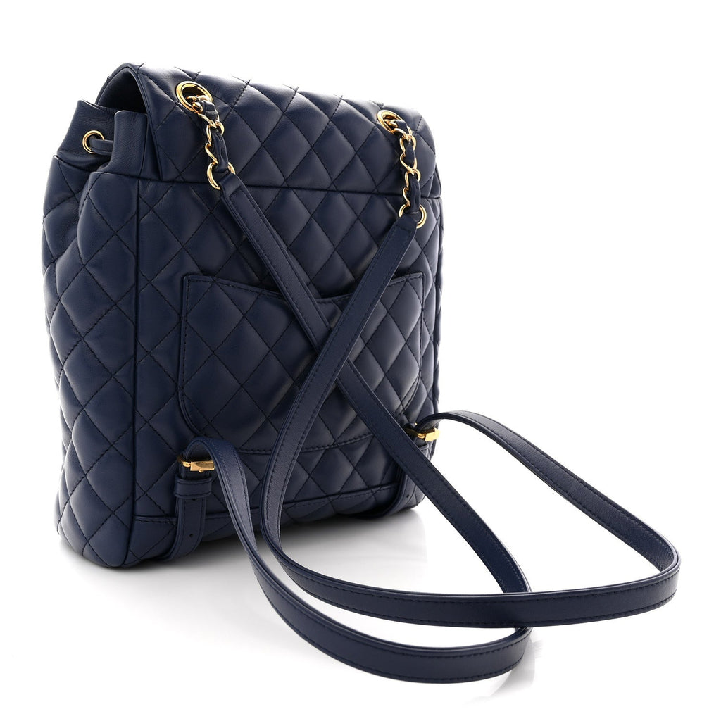 Calfskin Quilted Small Urban Spirit Backpack Navy