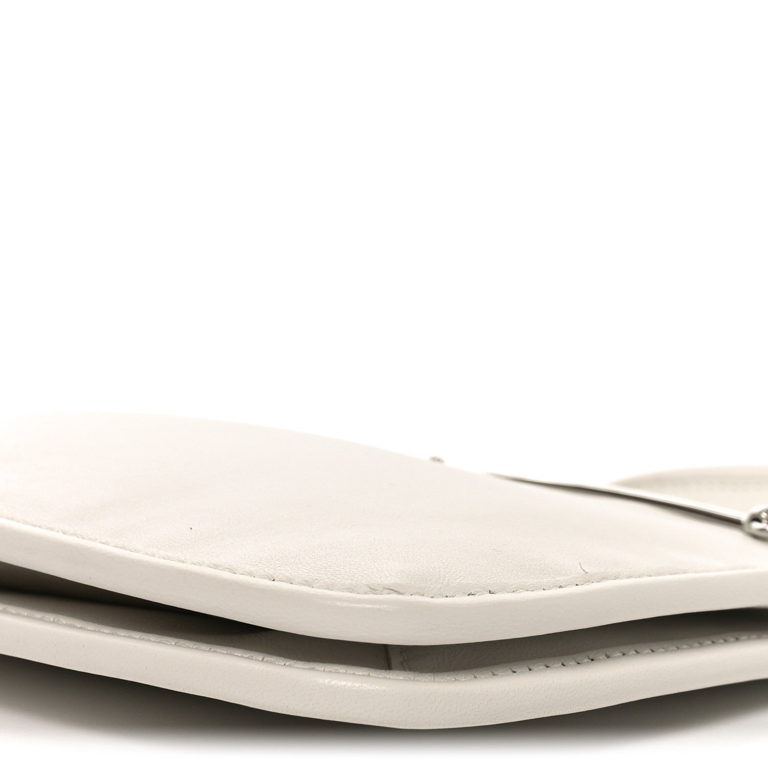 Calfskin Horsebit Slim Shoulder Bag White