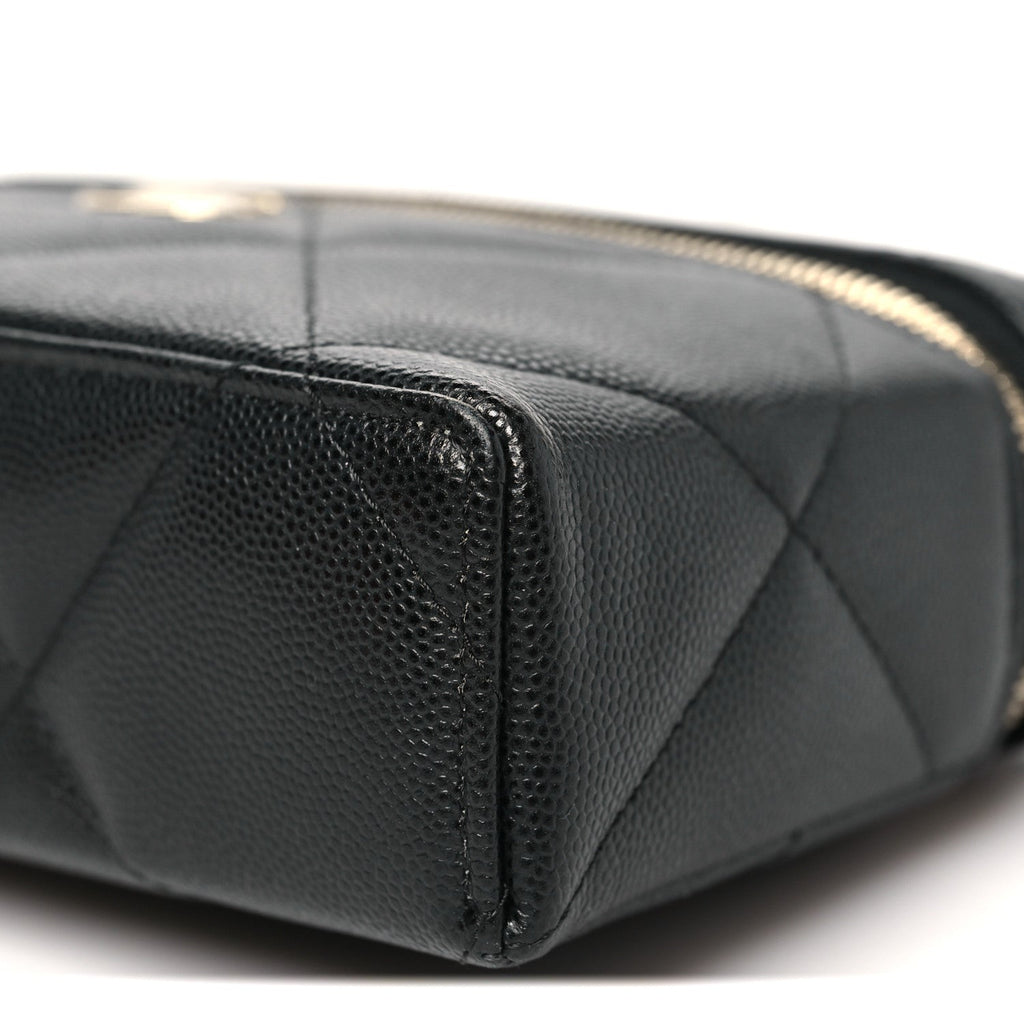 Caviar Quilted Top Handle Slim Vanity With Chain Black