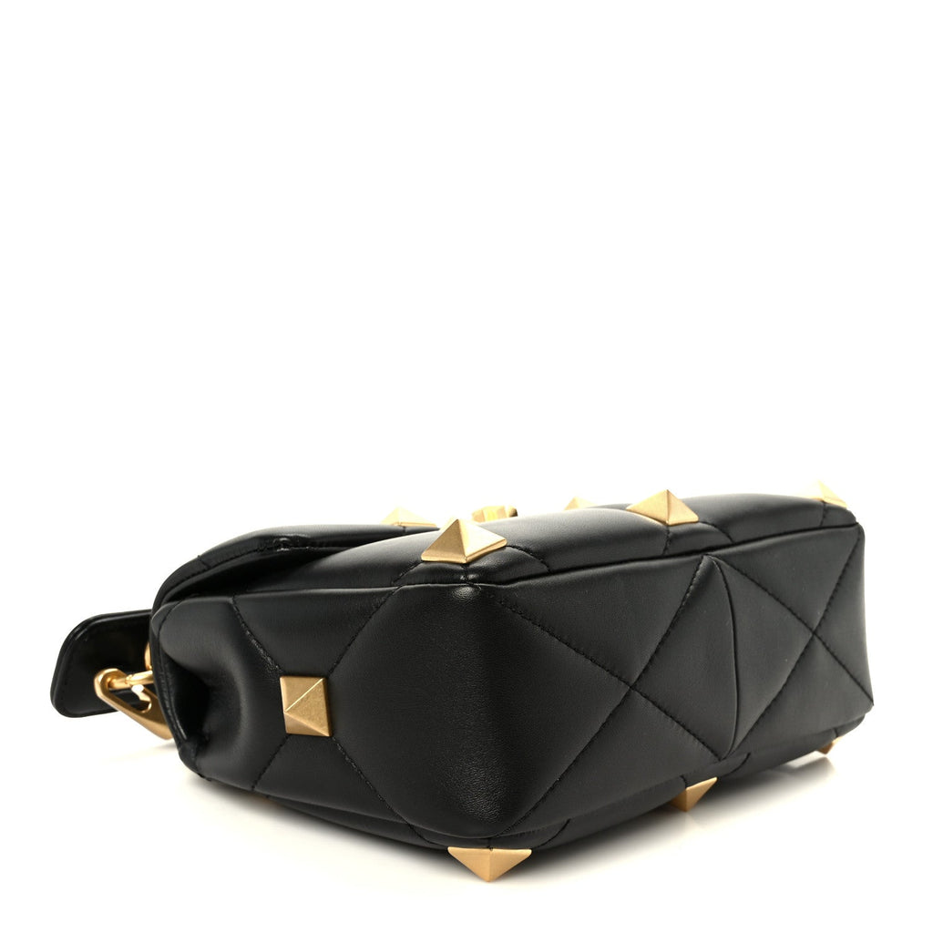 Nappa Medium Roman Stud Shoulder Bag Black