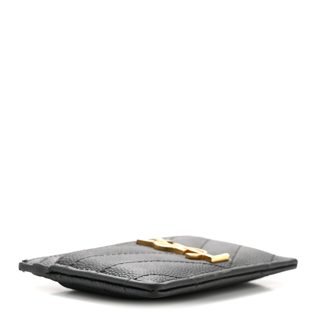 Grain De Poudre Matelasse Chevron Monogram Credit  Case Black