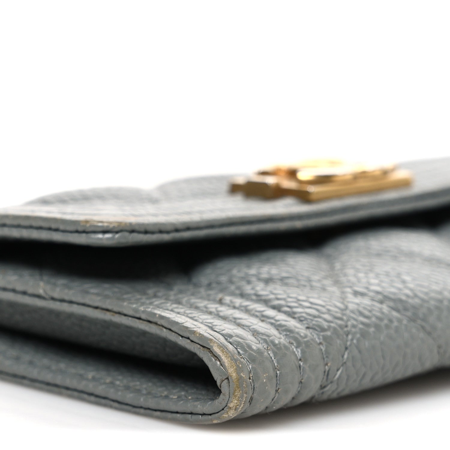 Caviar Quilted Boy Flap  Holder Grey