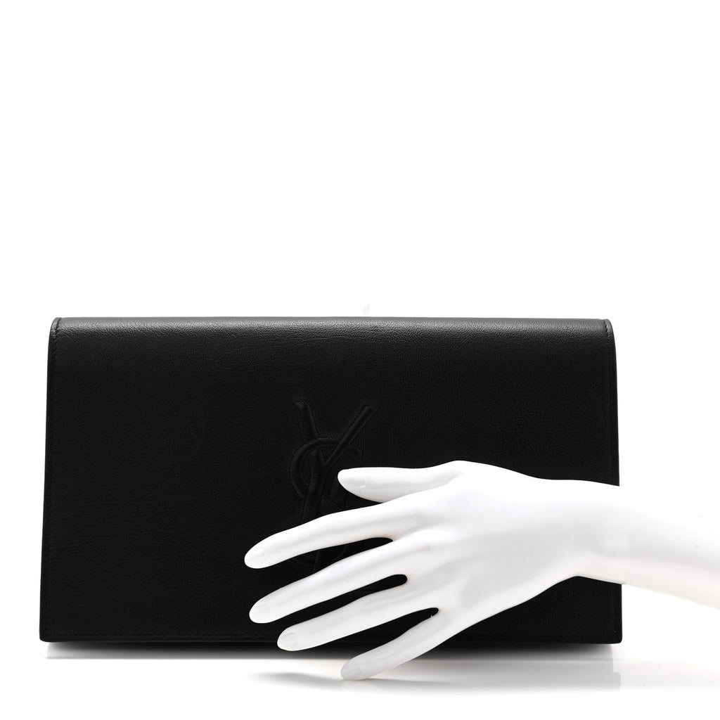 Calfskin Monogram Large Belle De Jour Clutch Black