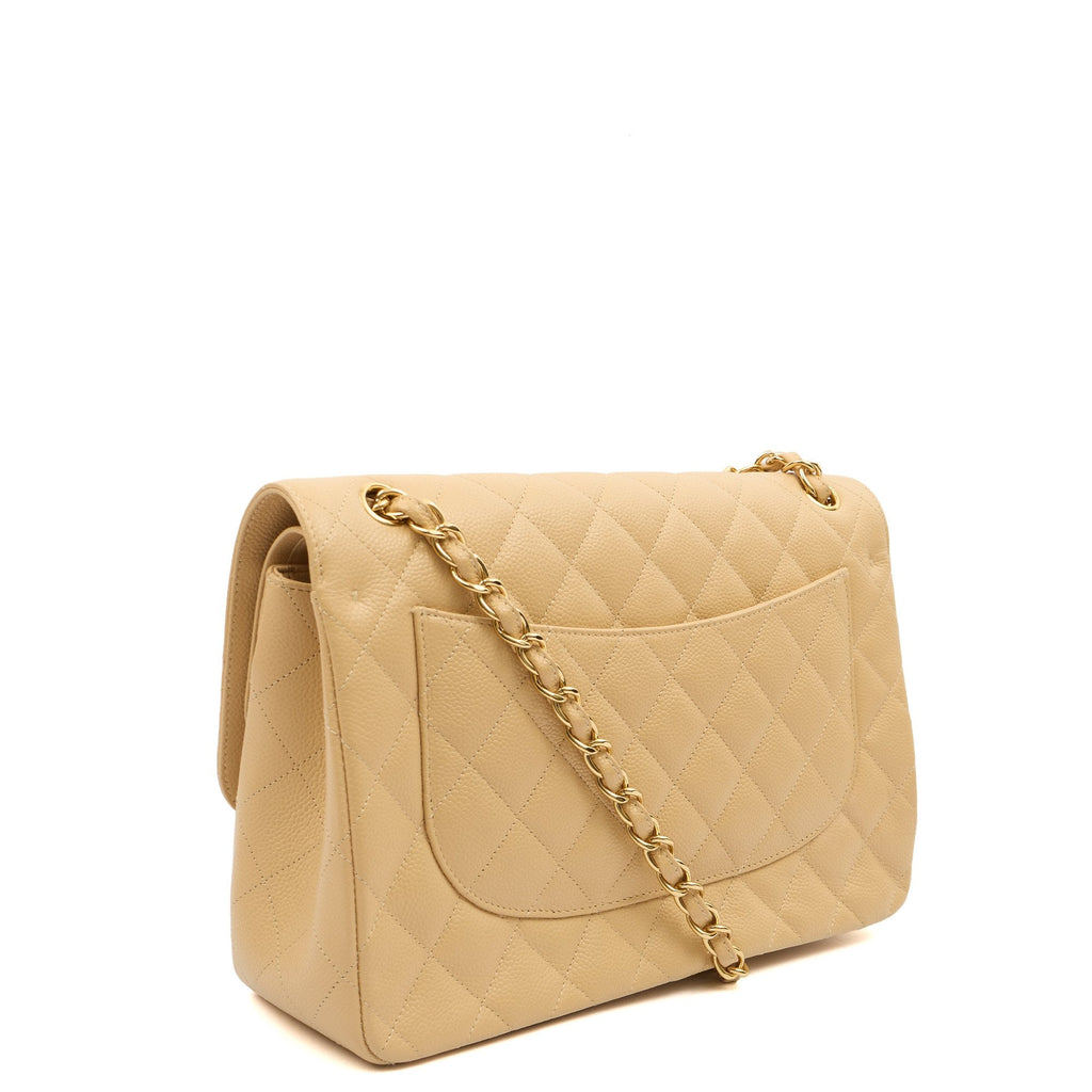 Chanel Shoulder Bag Classic Double Flap - Large in Neutral, Caviar Leather